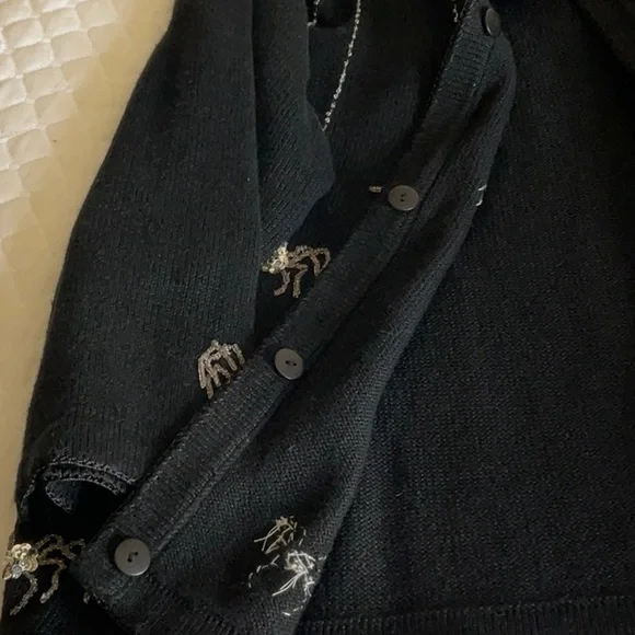 ARRIVISTE Black Cardigan with Silver Spider Accents - Picture 7 of 8
